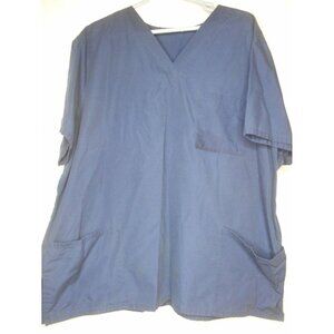 Solid Unisex Bue Scrub Top Medical Uniform